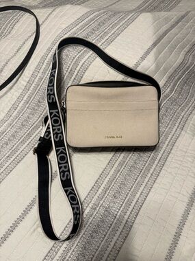 Michael Kors Cream Crossbody with Black Logo Strap